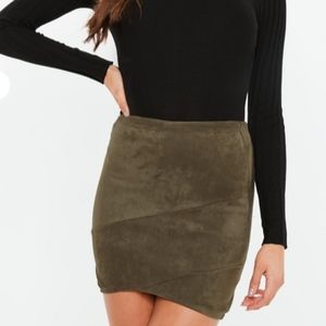Faux Suede Wrap mini skirt